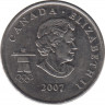 Монета. Канада. 25 центов 2007 год. XXI зимние Олимпийские игры. Ванкувер 2010. Биатлон. рев.