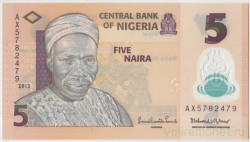Банкнота. Нигерия. 5 найр 2013 год. Тип 38d.