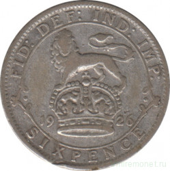 Монета. Великобритания. 6 пенсов 1926 год.