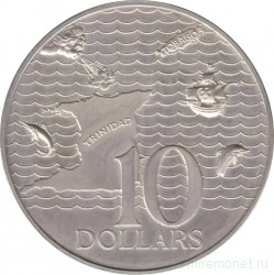 Монета. Тринидад и Тобаго. 10 долларов 1974 год. Серебро.