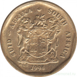 Монета. Южно-Африканская республика (ЮАР). 10 центов 1994 год.