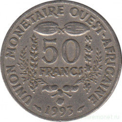 Монета. Западноафриканский экономический и валютный союз (ВСЕАО). 50 франков 1993 год.