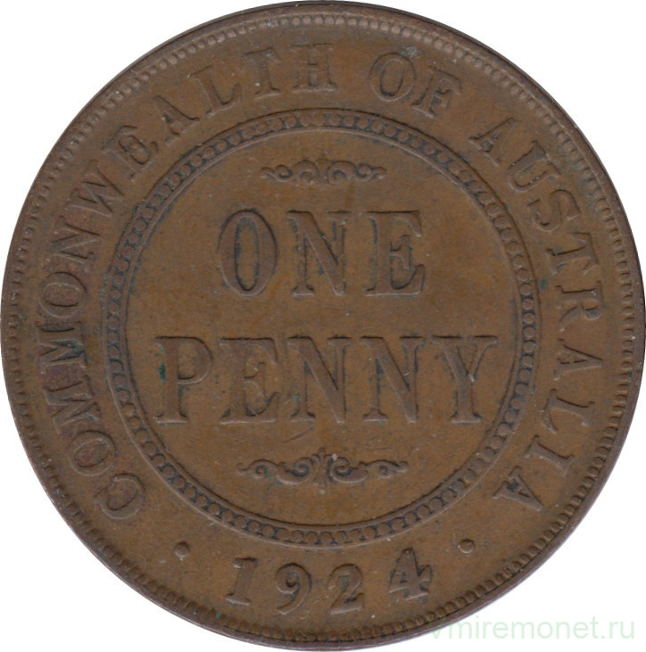 Монета. Австралия. 1 пенни 1924 год.
