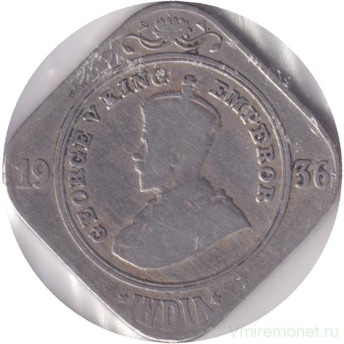Монета. Индия Британская. 2 анны 1936 год.