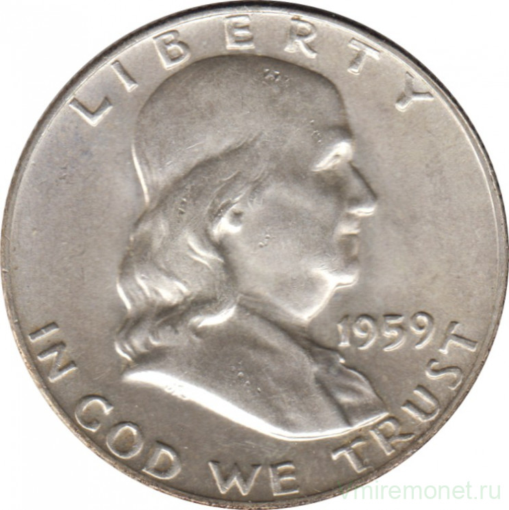 Монета. США. 50 центов 1959 год. Франклин. Монетный двор D.