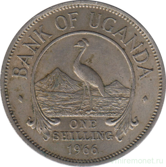 Монета. Уганда. 1 шиллинг 1966 год.