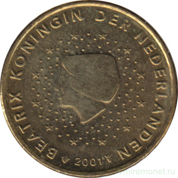 Монета. Нидерланды. 10 центов 2001 год.