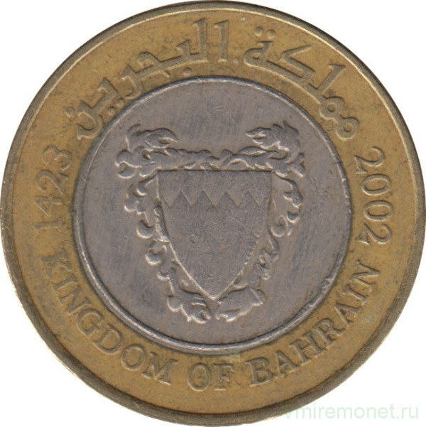 Монета. Бахрейн. 100 филсов 2002 год.