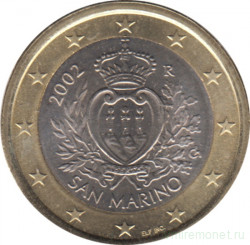 Монета. Сан-Марино. 1 евро 2002 год.