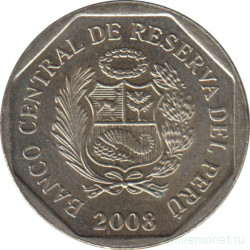 Монета. Перу. 50 сентимо 2008 год.