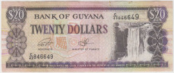 Банкнота. Гайана. 20 долларов 1996 - 2018 года. Тип 30f.