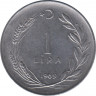  Монета. Турция. 1 лира 1969 год. ав.