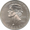 Аверс. Монета. США. 1 доллар 1993 год (P). 250 лет со дня рождения Томаса Джефферсона.
