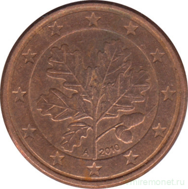 Монета. Германия. 1 цент 2010 год. (A).