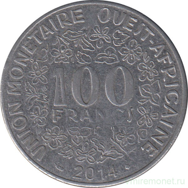 Монета. Западноафриканский экономический и валютный союз (ВСЕАО). 100 франков 2014 год.