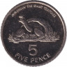 Монета. Острова Святой Елены и Вознесения. 5 пенсов 2003 год.