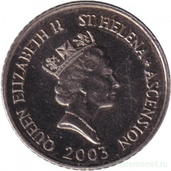 Монета. Острова Святой Елены и Вознесения. 5 пенсов 2003 год.