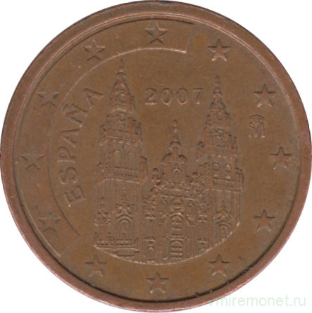 Монета. Испания. 2 цента 2007 год.