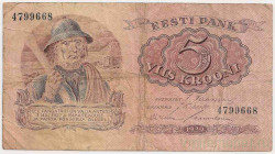 Банкнота. Эстония. 5 крон 1929 год.