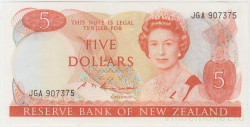 Банкнота. Новая Зеландия. 5 долларов 1981 - 1992 года. Тип 171b.