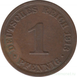 Монета. Германская империя. 1 пфенниг 1913 год. (А).