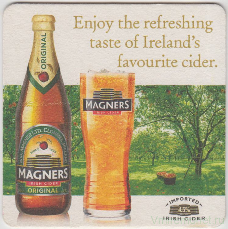 Подставка. Сидр "Magners". Наслаждайся освежающим вкусом...