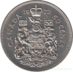 Монета. Канада. 50 центов 1972 год.