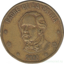 Монета. Доминиканская республика. 1 песо 2000 год.