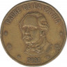 Монета. Доминиканская республика. 1 песо 2000 год. ав.