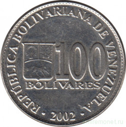 Монета. Венесуэла. 100 боливаров 2002 год.