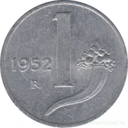 Монета. Италия. 1 лира 1952 год.