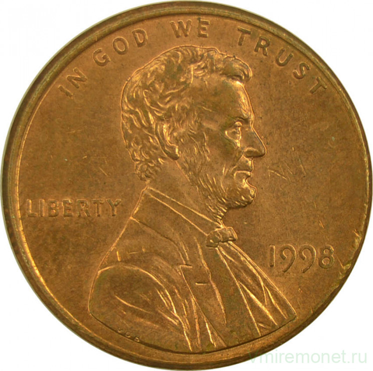 Монета. США. 1 цент 1998 год.
