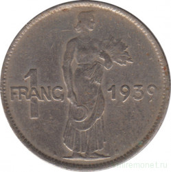 Монета. Люксембург. 1 франк 1939 год.