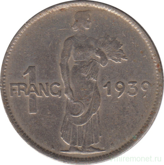 Монета. Люксембург. 1 франк 1939 год.