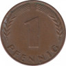 Монета. ФРГ. 1 пфенниг 1966 год. Монетный двор - Карлсруэ (G). рев.