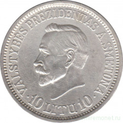 Монета. Литва. 10 литов 1938 год. Антанас Сметона.