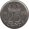 Монета. Нидерланды. 25 центов 1973 год. ав.