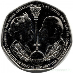 Монета. Гибралтар. 50 пенсов 2022 год. Вступление на престол Карла III.