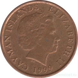 Монета. Каймановы острова. 1 цент 1999 год.