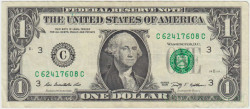 Банкнота. США. 1 доллар 2009 год. C. Тип 530.