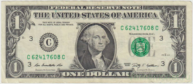 Банкнота. США. 1 доллар 2009 год. C. Тип 530.