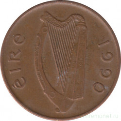 Монета. Ирландия. 1 пенни 1990 год.
