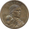 Аверс. Монета. США. 1 доллар 2007 год. Сакагавея, парящий орел. Монетный двор D.