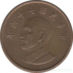 Монета. Тайвань. 1 доллар 1987 год. (76-й год Китайской республики).
