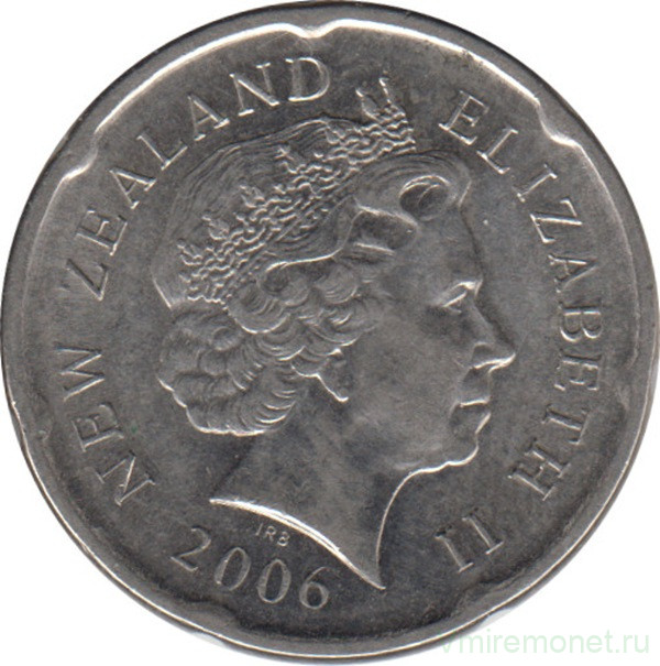 Монета. Новая Зеландия. 20 центов 2006 год.