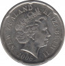 Монета. Новая Зеландия. 20 центов 2006 год. ав.