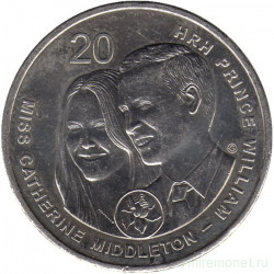 Монета. Австралия. 20 центов 2011 год. Свадьба Принца Уильяма и Кэтрин Миддлтон.