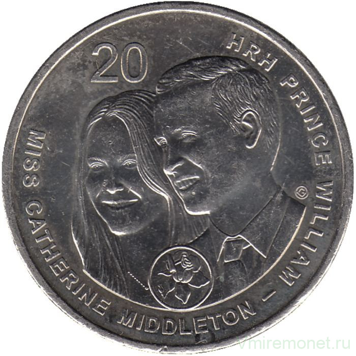 Монета. Австралия. 20 центов 2011 год. Свадьба Принца Уильяма и Кэтрин Миддлтон. Монета. Австралия. 20 центов 2011 год. Свадьба Принца Уильяма и Кэтрин Миддлтон.