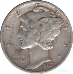 Монета. США. 10 центов 1937 год. Монетный двор D.