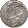 Монета. США. 10 центов 1937 год. Монетный двор D. ав.